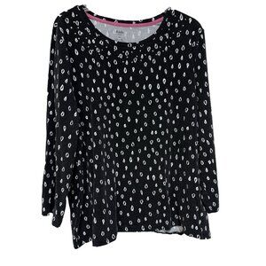 Rafaella Womens Plus Size 3X Top Blouse Shirt Black Embellished Casual Stretch